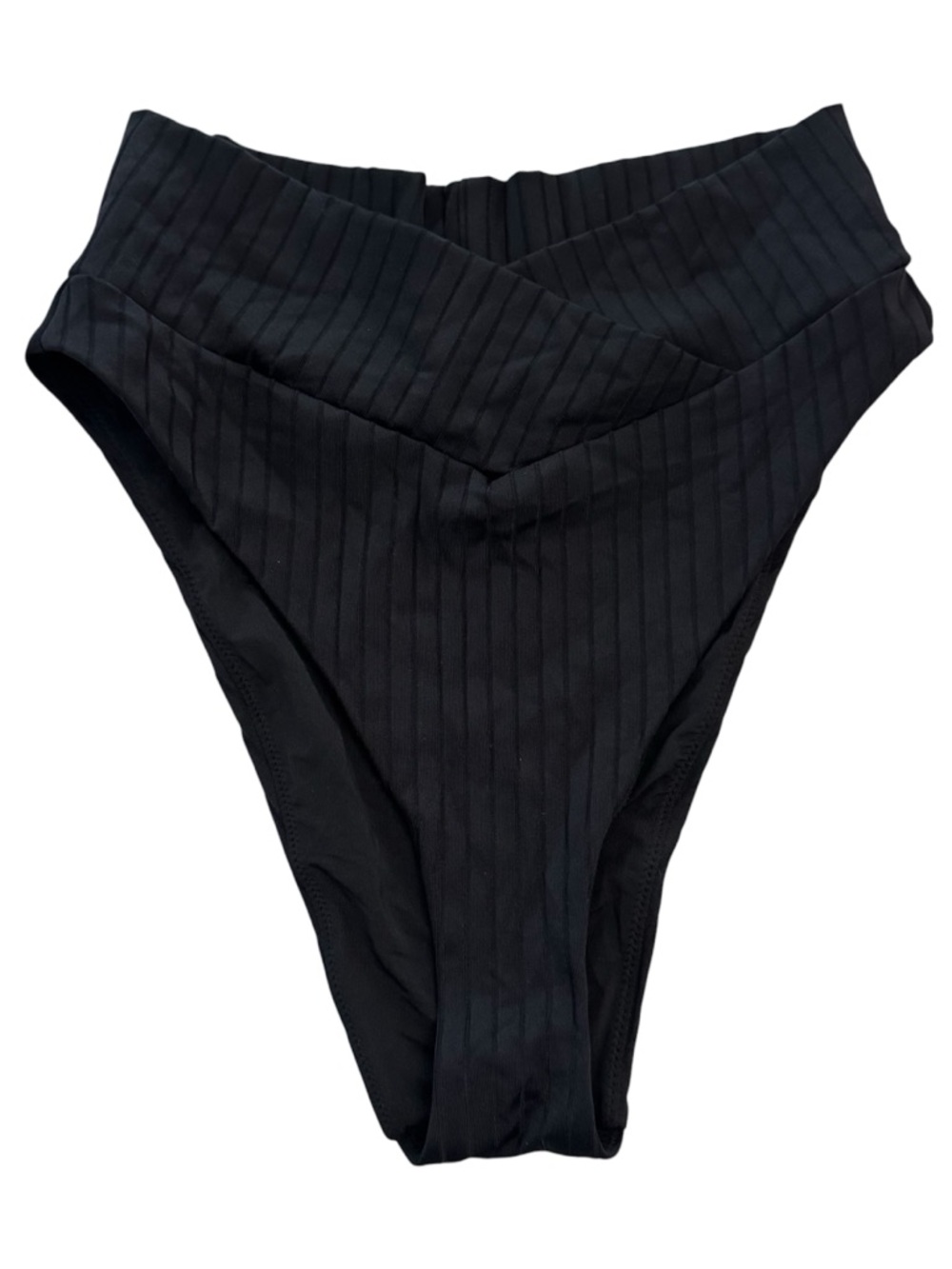 Aerie Women’s Black High Waisted High Cut Cheeky Ribbed Bikini Bottom Sz M NWOT